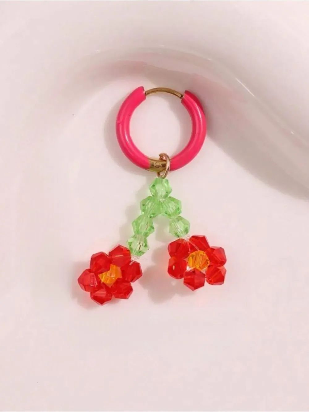 Flower hoop earring #2726